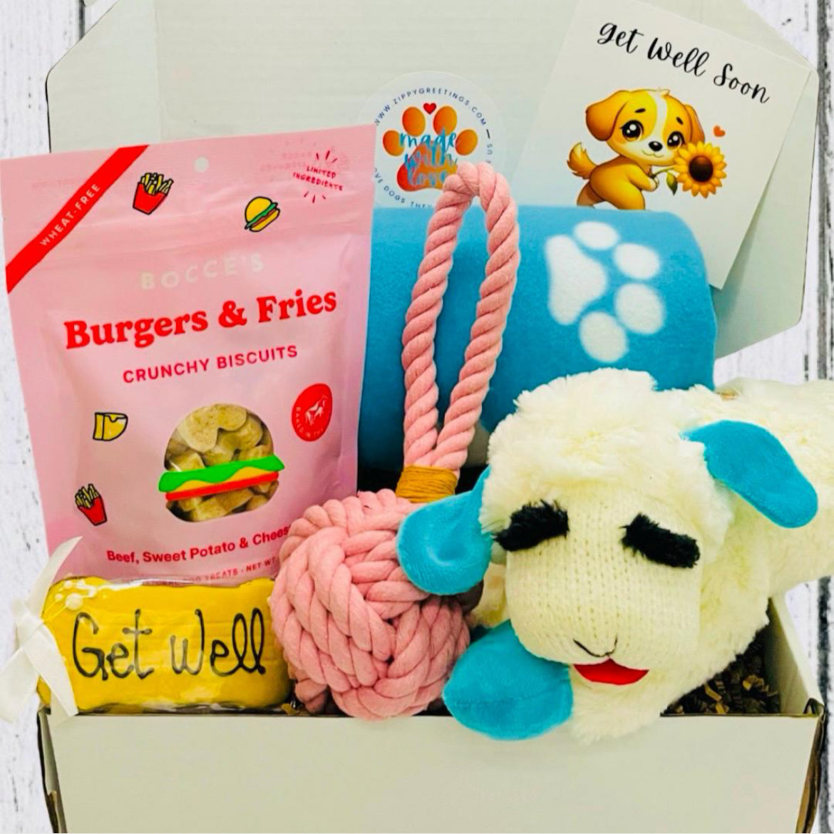 Lambie-Love Recovery, Dog Care Package, Dog Get Well, Dog Gift Box, Dog Gift Basket, Dog Recovery, Personalized Dog Box, Med-Large Dog Gift