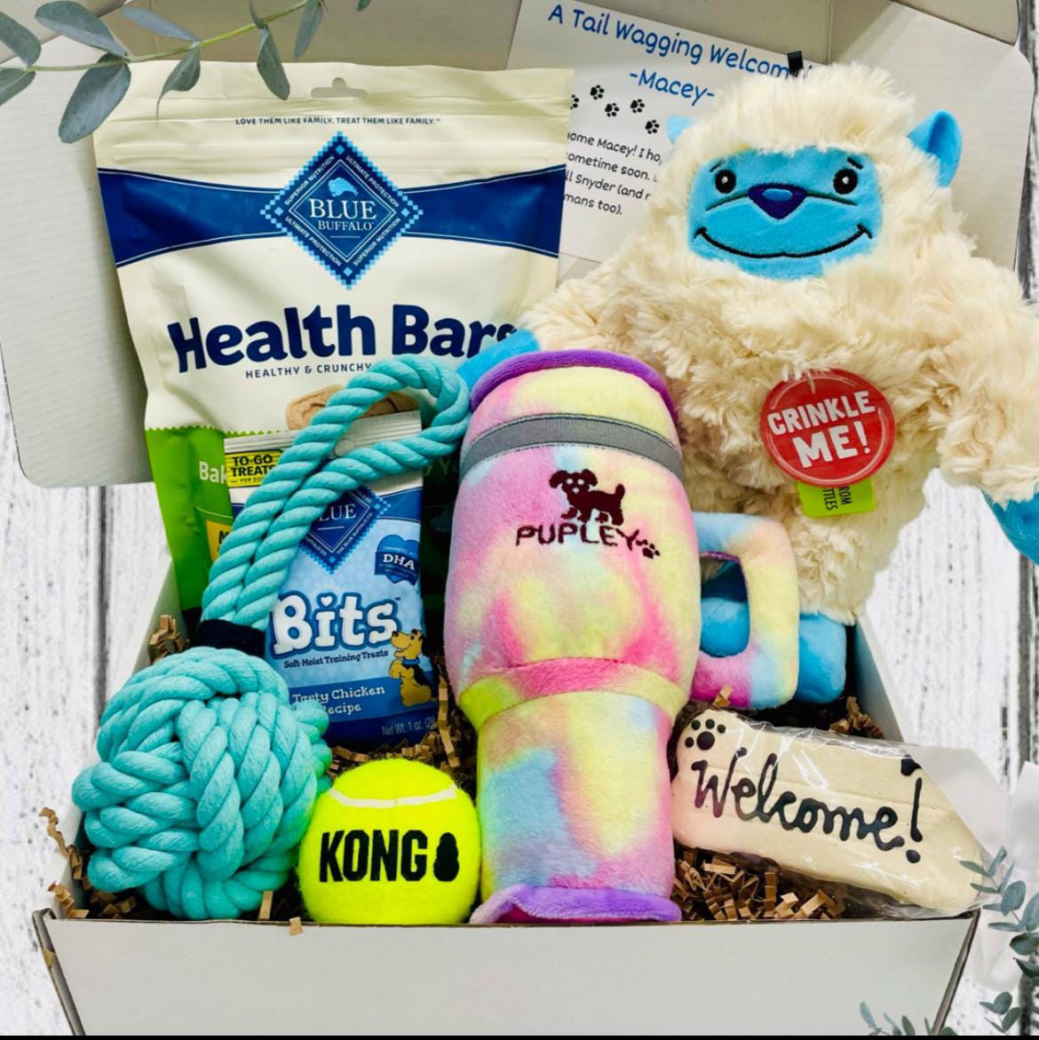 Large Yeti Tail-Waggin’ Good Time Gift Box, Med-Large Dog, New Dog Gift, New Dog Adoption Gift, Welcome Home Dog,New Dog Mom