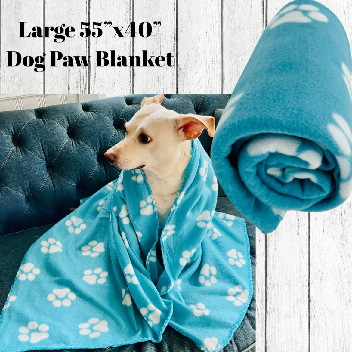 Large Dog Paw Fleece, Blanket Pink or Blue, Soft & Warm, Choose your Color