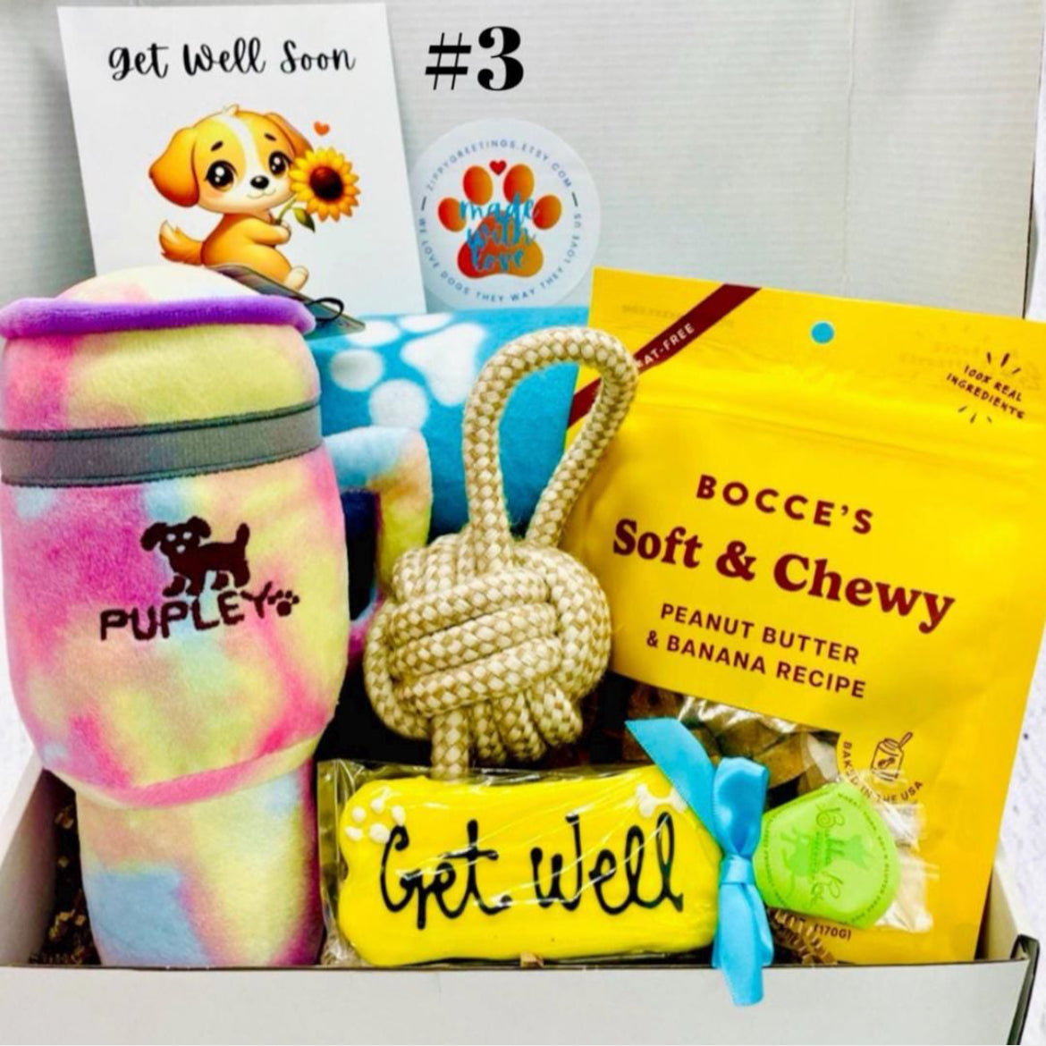 Large Get Well Hugs & Snuggles Dog Gift Box, Med-Large Dog, Dog Gift Box, Get Well Dog, Gift Idea for Dog Owners, Dog Get Well Soon