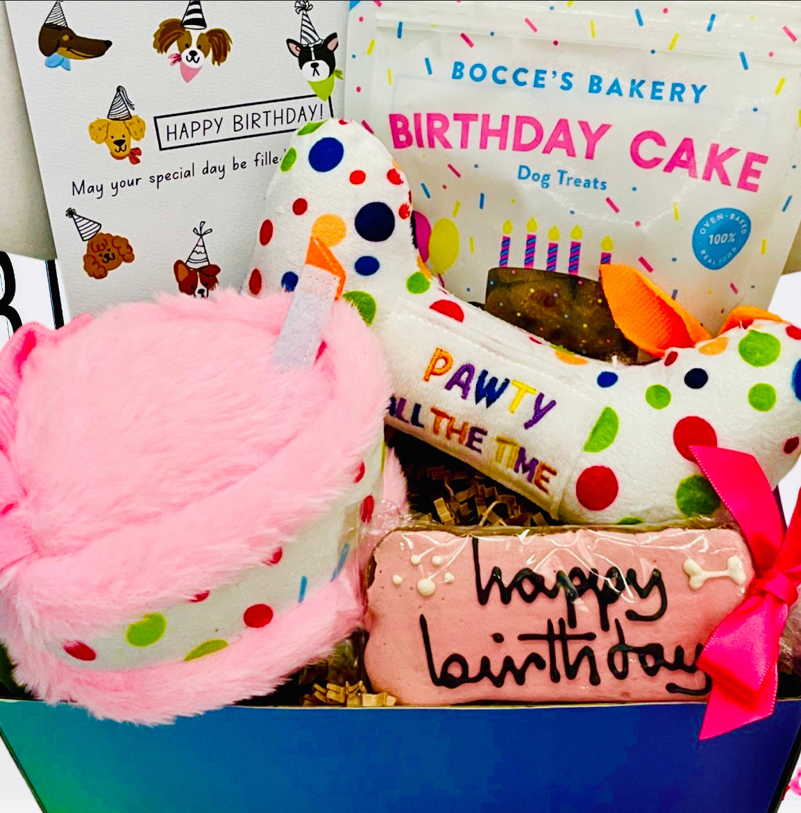 Dog Box with Plush Cake